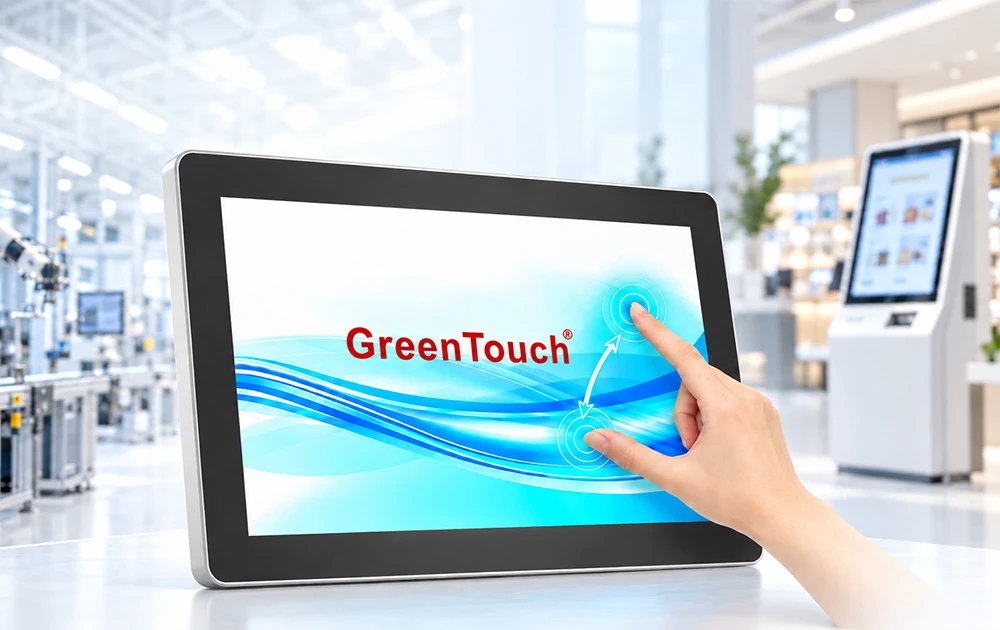 Monitor t&aacute;ctil de marco cerrado de 15,6 pulgadas para aplicaciones industriales y comerciales: Serie GreenTouch 3A